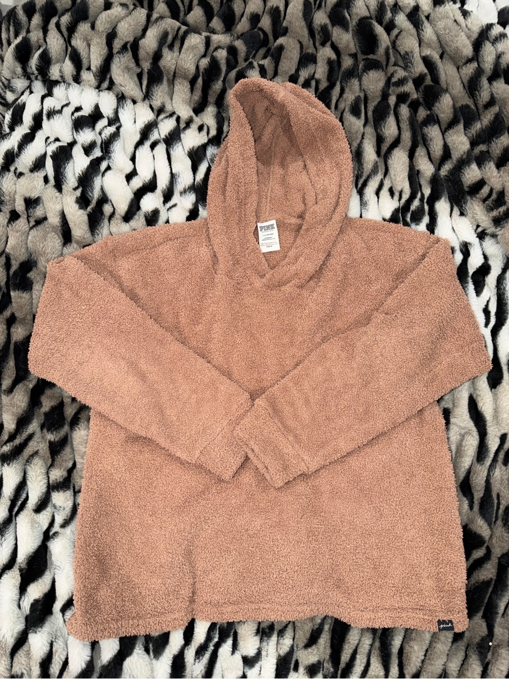 Victoria’s Secret PINK Sherpa Texture Brown Pullover